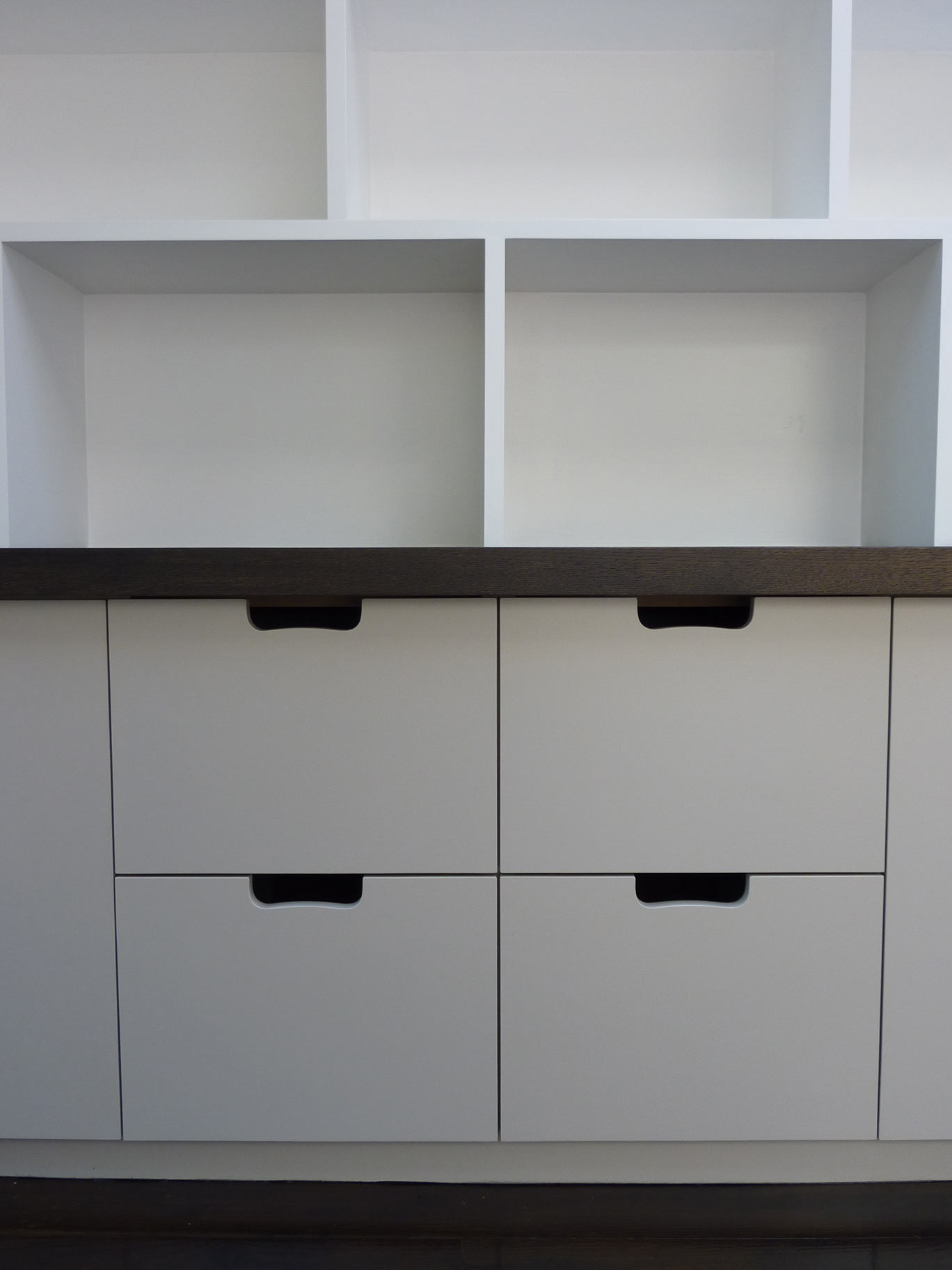 custom made hanging file drawers are part of a cabinet for a fitted study, cabinetmakers Peter Henderson Furniture