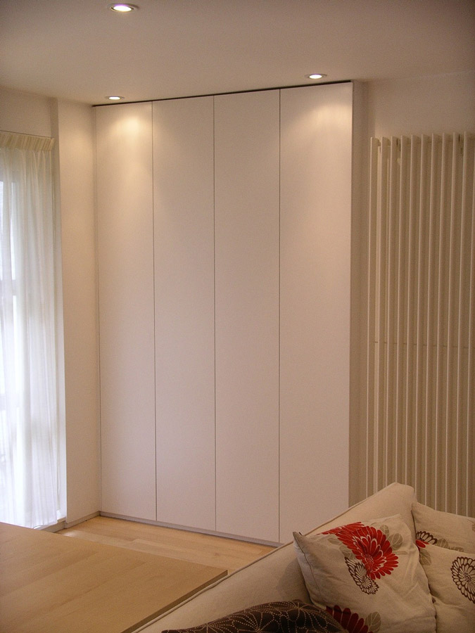 contemporary style flush cabinet with flat push-click doors hand built by Peter Henderson, Brighton UK