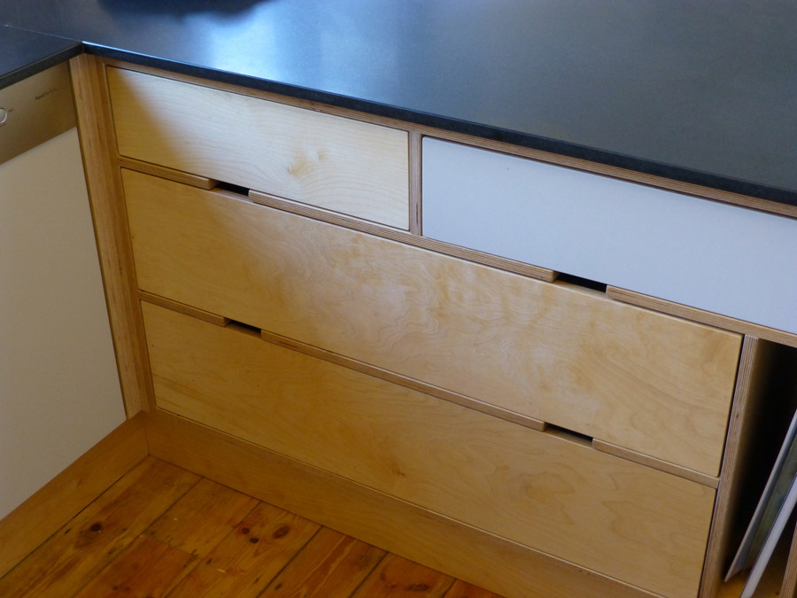 pan drawers with inset handle design