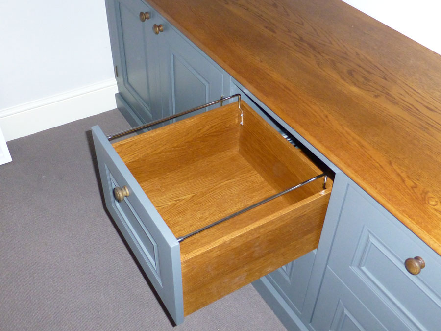 hanging file drawer in solid oak cutom made for home office