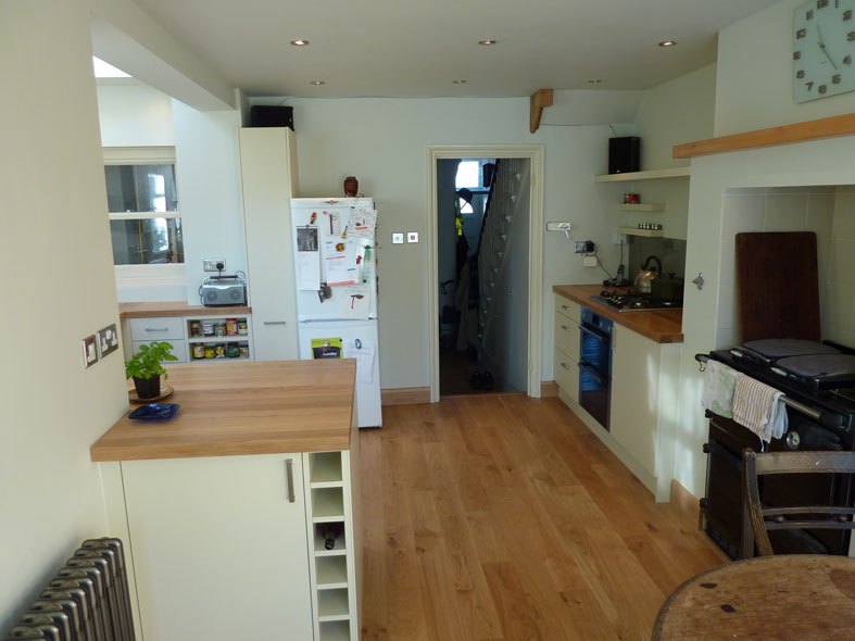 bespoke kitchen with oak worktops