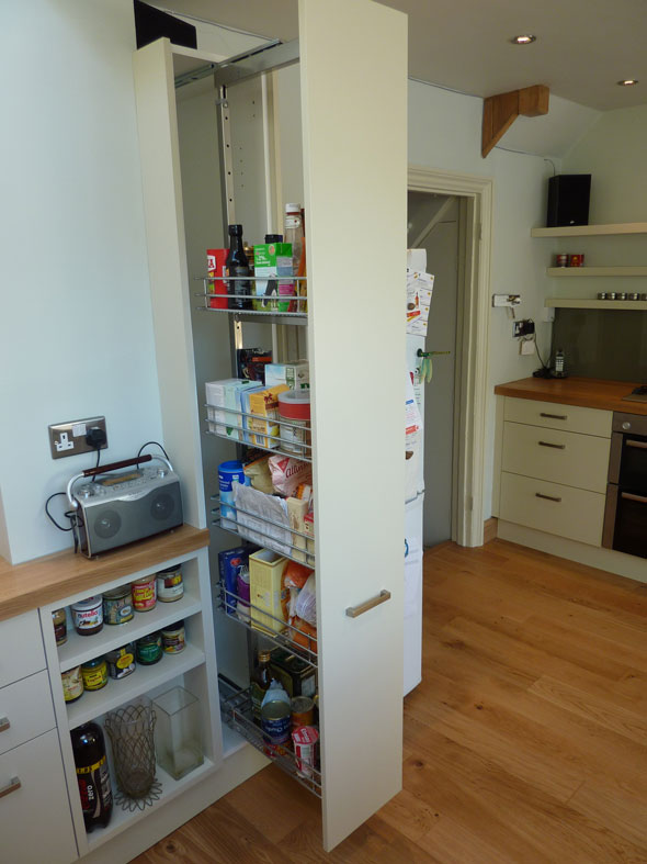 pull-out larder cabinet in bespoke kitchen
