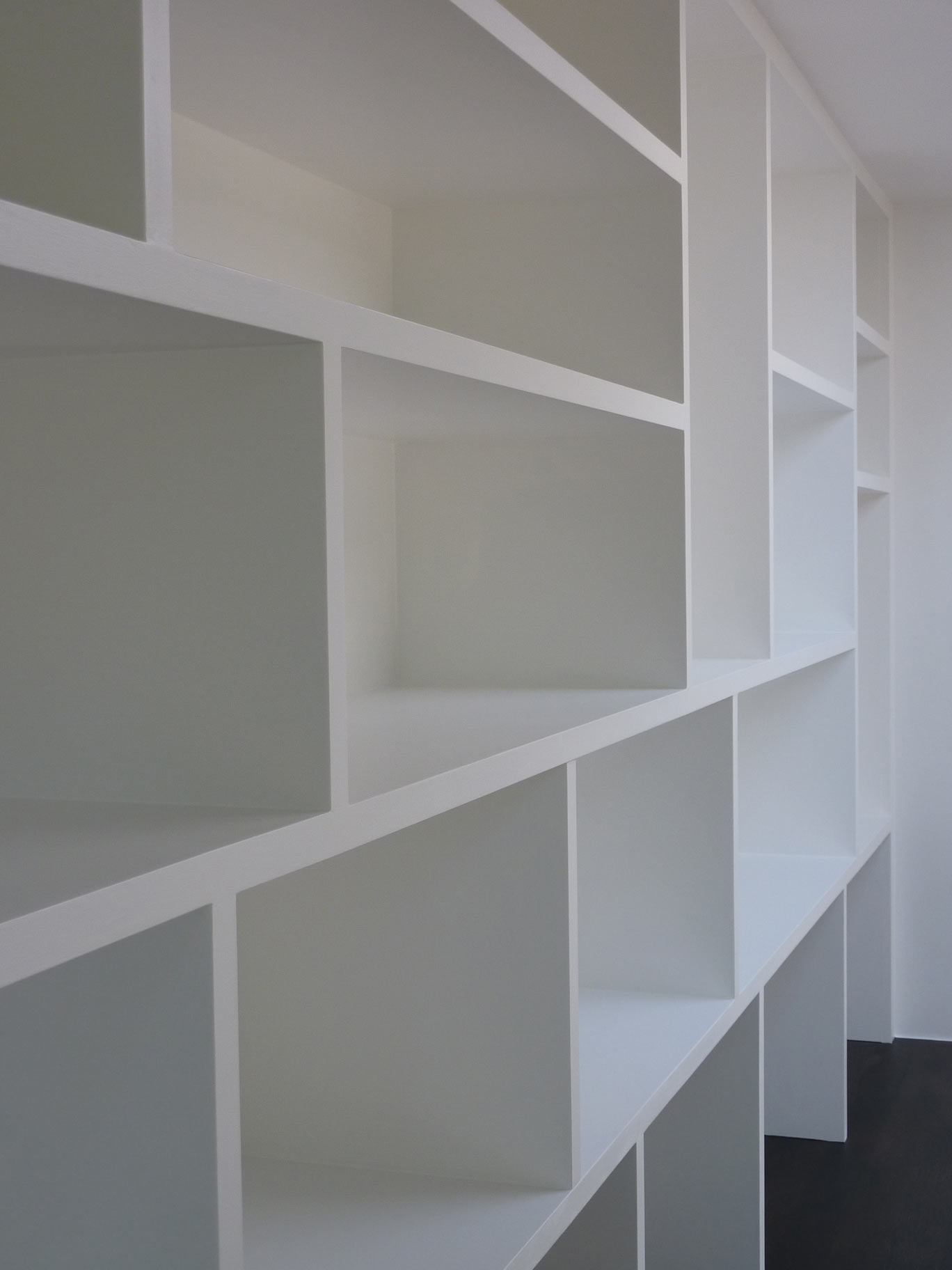 handmade bookcase with pigeon-hole shelving style for bespoke home office