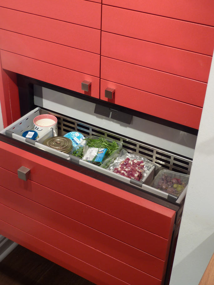 Norcool drawer refrigerator in hand built larder cabinet