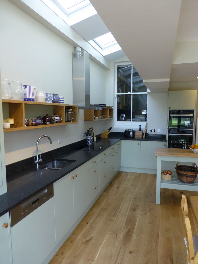 granite worktops oak box shelves