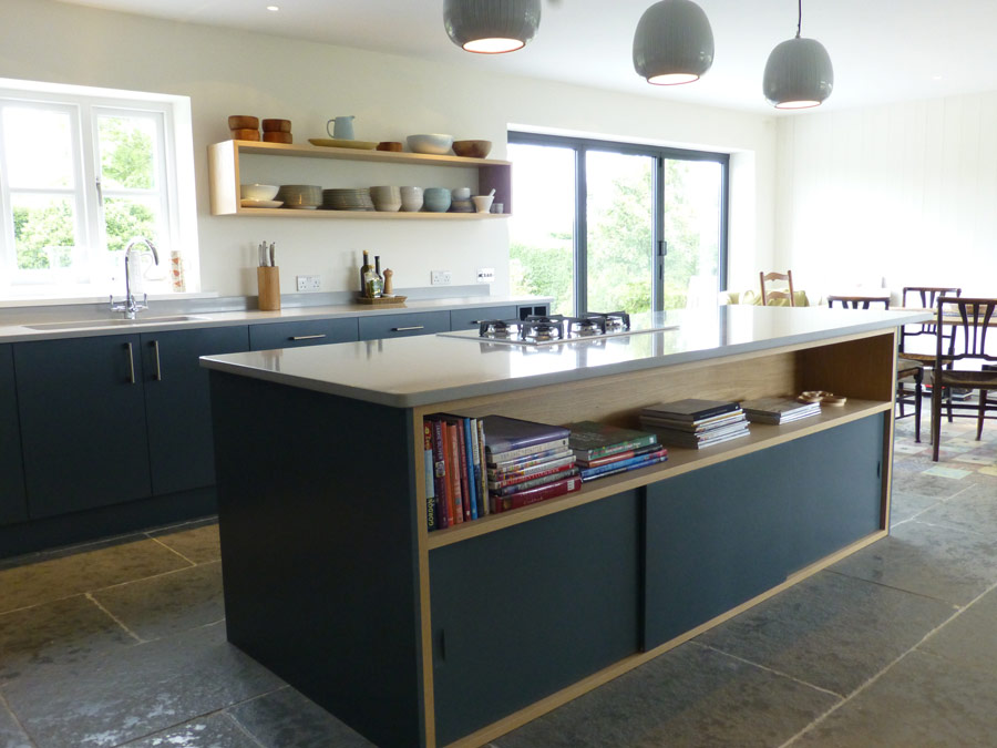Slate Gray And Oak Bespoke Kitchen By, Handmade Kitchen Islands Uk
