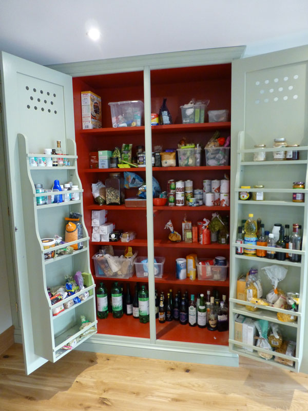 interior racks on handmade larder cabinet