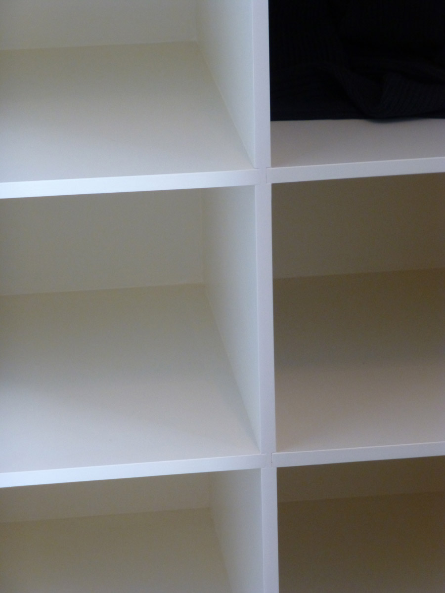 custom made wardrobe with cubby hole shelving