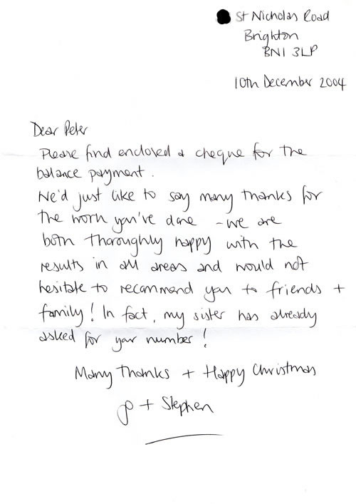 letter from happy customer
